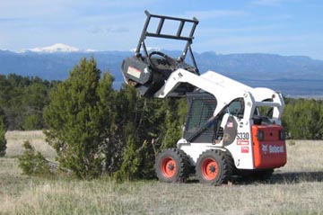 Bobcat S330 with forest head attachment (Fecon type)